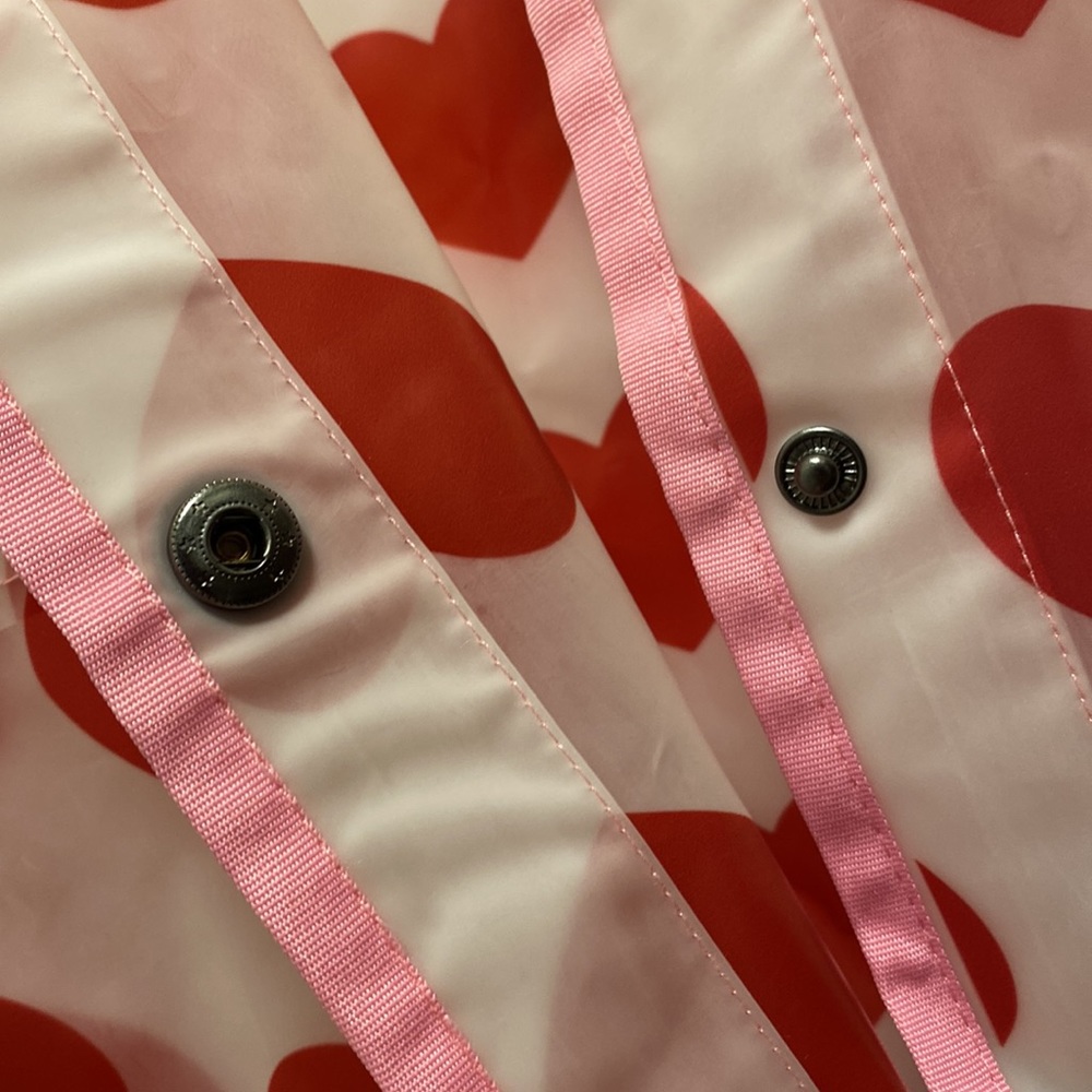 Lazy Oaf See Through Heart Mac Translucent Rain Jacket Oversize Size L / XXL fit - Picture 11 of 17